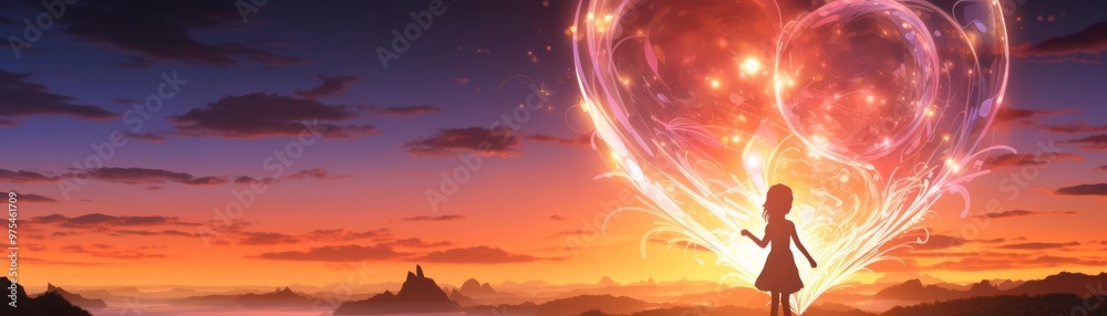 A heartshaped bubble being blown by a child, shimmering in the sunlight in this playful illustration A heartshaped bubble being blown by a child, shimmering in the sunlight in this playful illustration