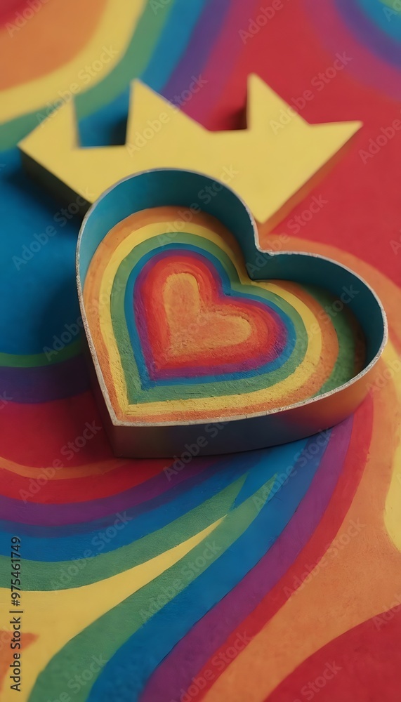 Obraz premium Vibrant Heart-Themed LGBTQ+ Artwork with Pride Symbols