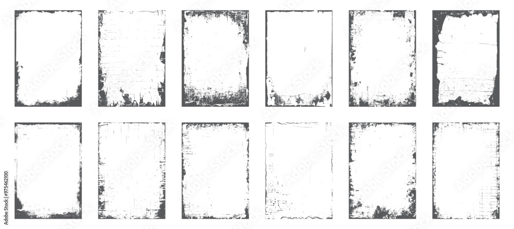 Grunge frame border texture on isolate background. Old grunge frame with dust texture.  Texture black frame old grunge square frame.