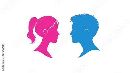 Modern Stylized Gender Symbols Logo in Pink and Blue on White Background