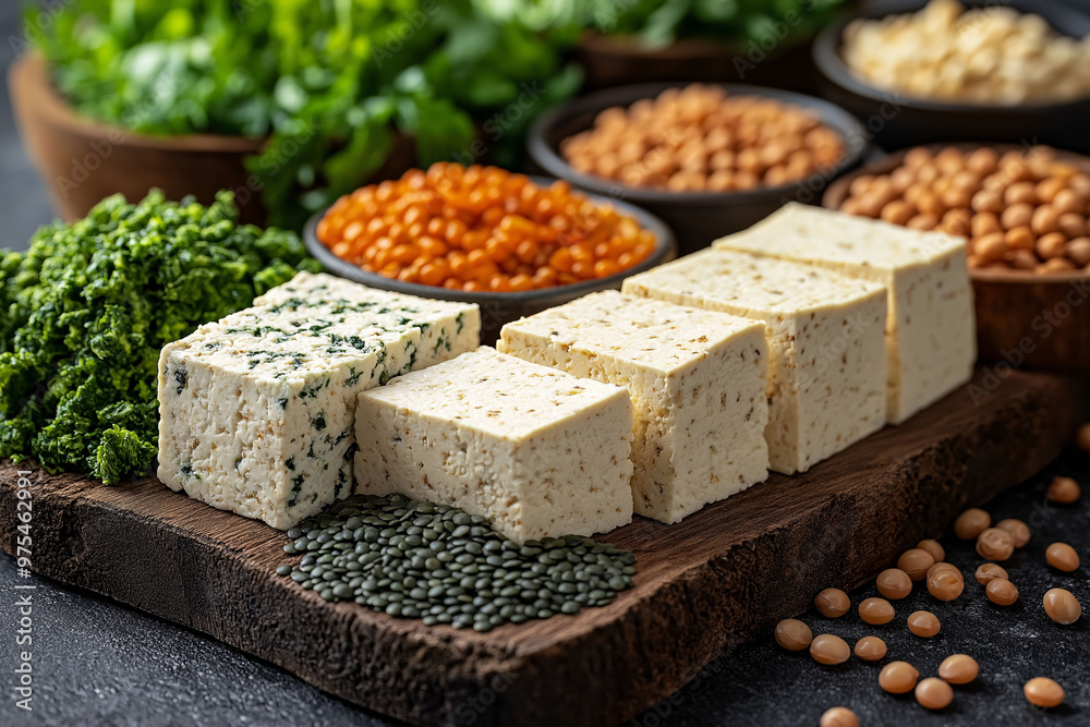 Vegan Tofu Cheese Blocks with Lentils Chickpeas and Herbs Vegan Tofu Cheese Blocks with Lentils Chickpeas and Herbs