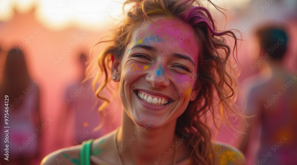 Colorful Festival Faces: Smiling People with Vibrant Face Paint and Glitter at Color and Glitter Festivals Colorful Festival Faces: Smiling People with Vibrant Face Paint and Glitter at Color and Glitter Festivals
