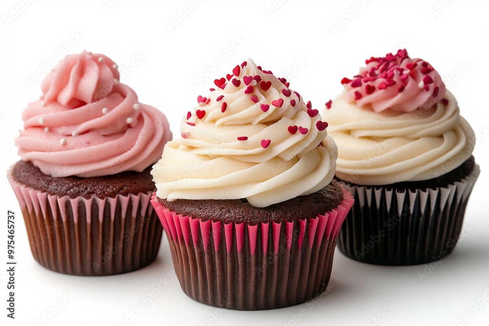 Cupcakes with pink frosting and red sprinkles Cupcakes with pink frosting and red sprinkles