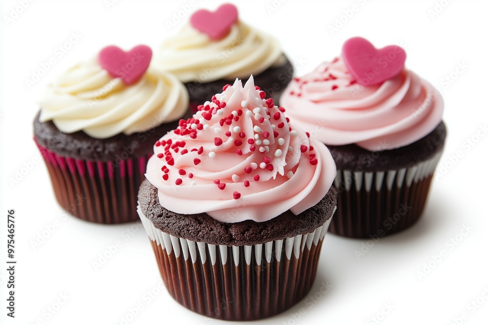 Cupcakes with pink frosting and red sprinkles Cupcakes with pink frosting and red sprinkles