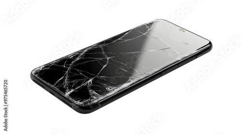 Mobile phone with a cracked screen