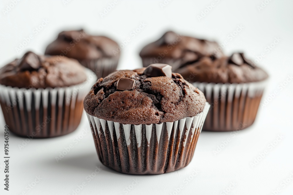 Dark chocolate muffins on isolated background Dark chocolate muffins on isolated background