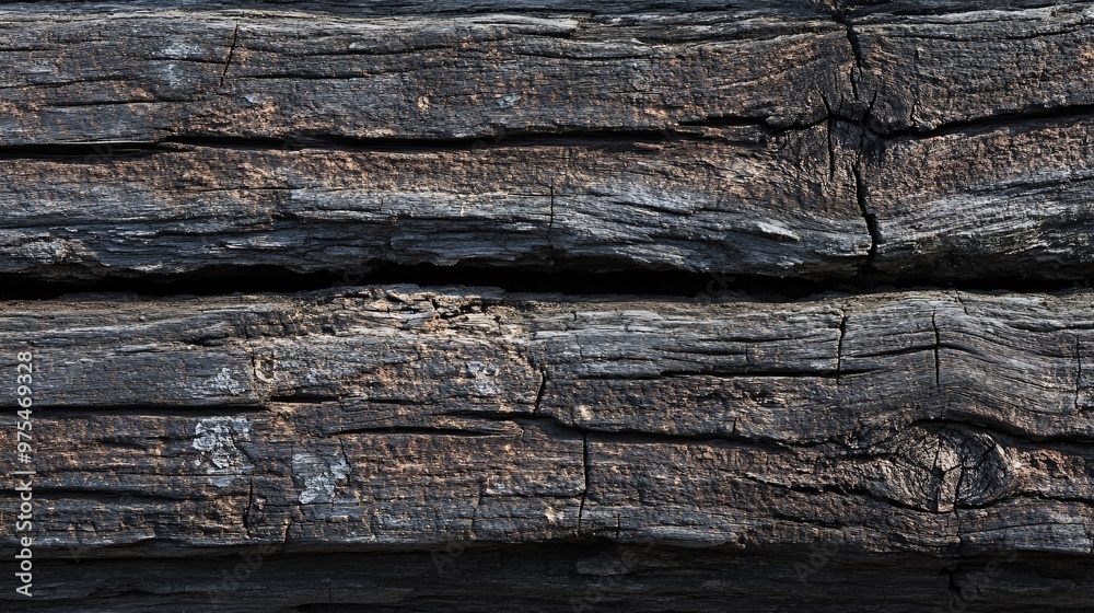 Rustic Charred Wooden Log Wall Texture