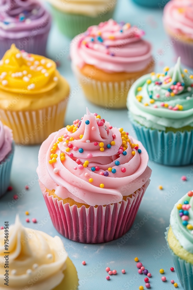 Cupcakes with colorful frosting and sprinkles Cupcakes with colorful frosting and sprinkles