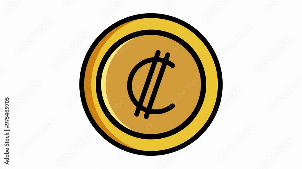 Animated, gold coin featuring colon money symbol, ideal for financial concepts, currency exchange, Colon, Crc, Costa, Rika, America, costa rica, colon money, economics, investment, banking, and savi Animated, gold coin featuring colon money symbol, ideal for financial concepts, currency exchange, Colon, Crc, Costa, Rika, America, costa rica, colon money, economics, investment, banking, and savi