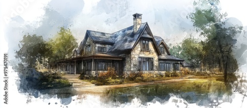 House design concepts and project illustrations in mixed media