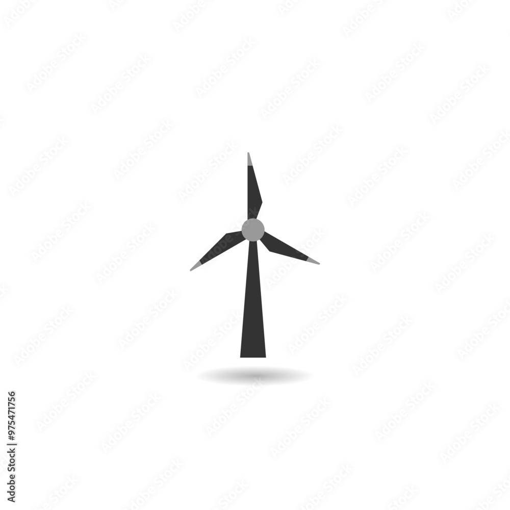 Wind turbine icon windmill sign with shadow Wind turbine icon windmill sign with shadow