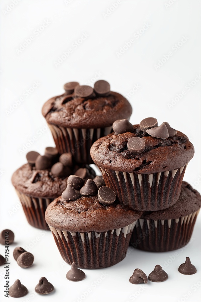Dark chocolate muffins on isolated background Dark chocolate muffins on isolated background