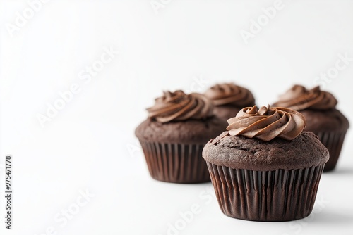 Dark chocolate muffins on isolated background