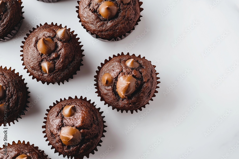 Dark chocolate muffins on isolated background