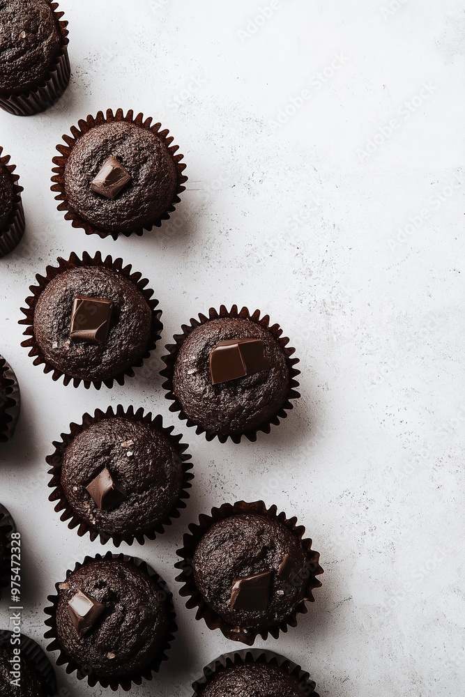 Dark chocolate muffins on isolated background Dark chocolate muffins on isolated background