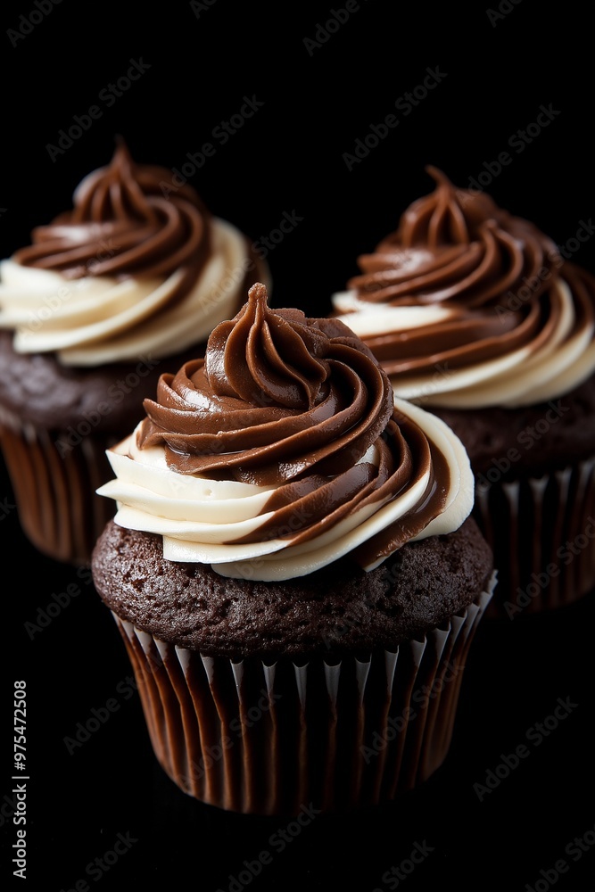 Chocolate cupcakes with cream frosting Chocolate cupcakes with cream frosting