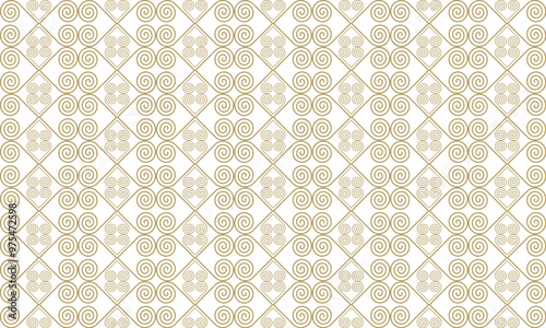 Ethnic fabric pattern, snail pattern, gold tone, used for printing to assemble clothes and other things as needed.