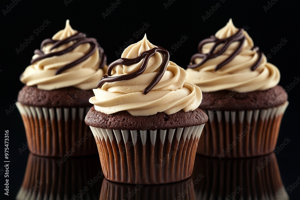 Chocolate cupcakes with cream frosting Chocolate cupcakes with cream frosting