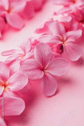 Pink Flowers on Pink Surface Close Up
