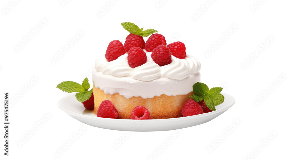 Sponge cake on white isolated on clear png background and transparent background. Bakery and pastry concept for cafe and restaurent, AI generative.	
