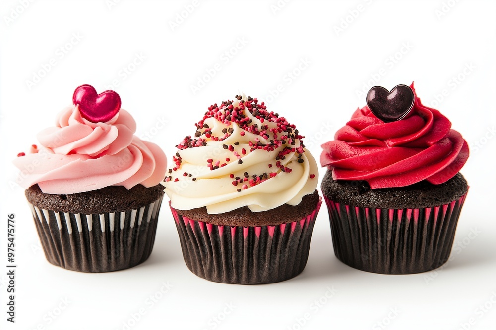 Cupcakes with pink frosting and red sprinkles Cupcakes with pink frosting and red sprinkles