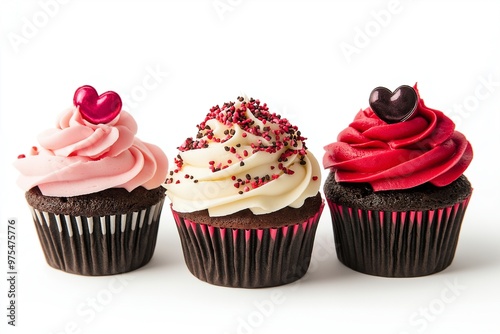 Cupcakes with pink frosting and red sprinkles 