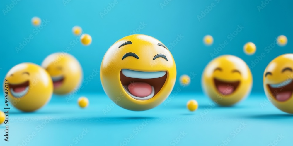 Naklejka premium Fun emoji social media reaction character. Online chat response symbol