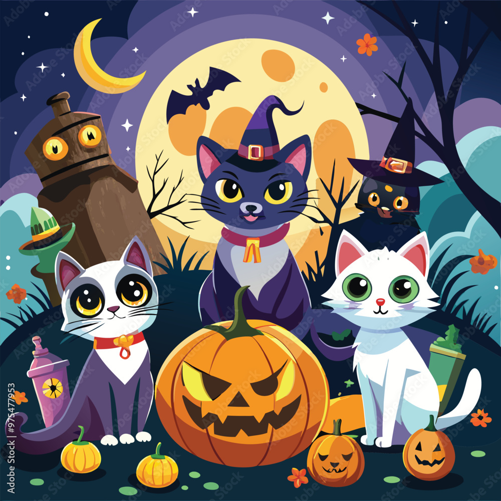 halloween background with cats halloween background with cats