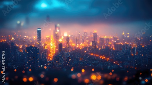 Blurry Urban Cityscape with Soft Light, Ideal for Backgrounds or Copy in Design Projects