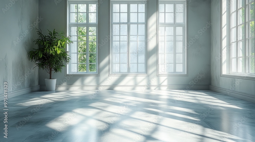 Obraz premium A Stunning Capture of Bright Sunlight Casting Long Shadows in a Minimalist Composition for Elegant Home Decor