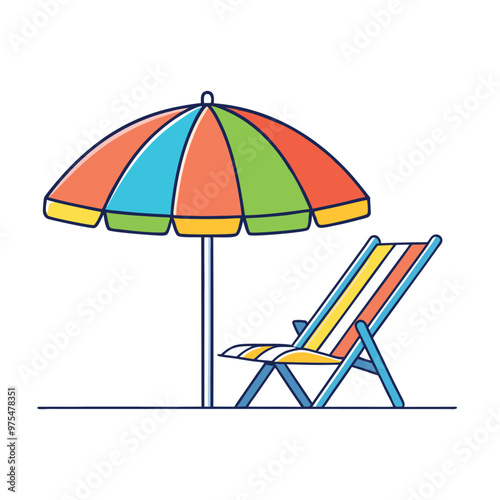 Relaxing Beach Scene with Umbrella and Drink - Ideal for Summer Promotions and Travel Websites photo