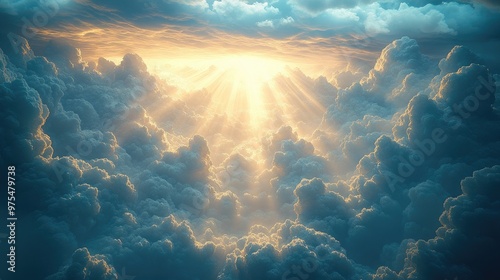 Stunning Cloudy Sky with Sun Rays Breaking Through for Nature Photography and Inspirational Backgrounds