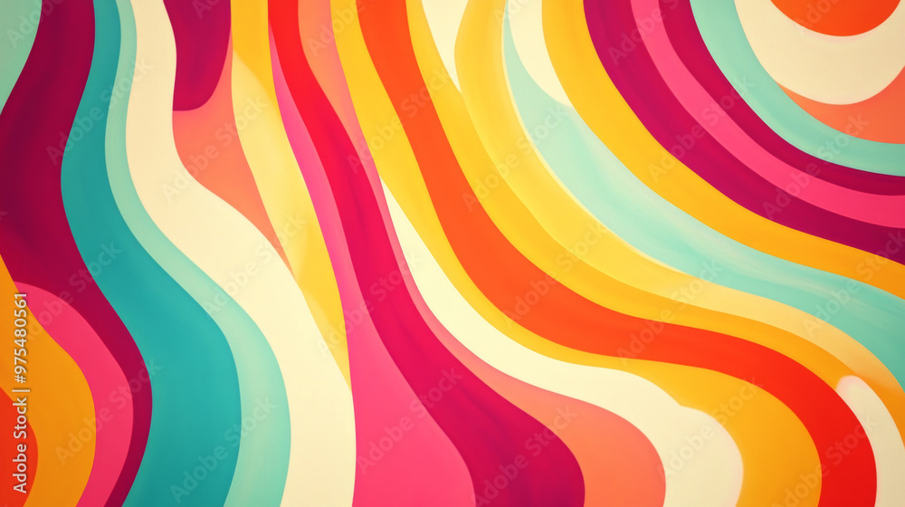 A colorful, wavy background that looks like something from the 1960s or 70s.