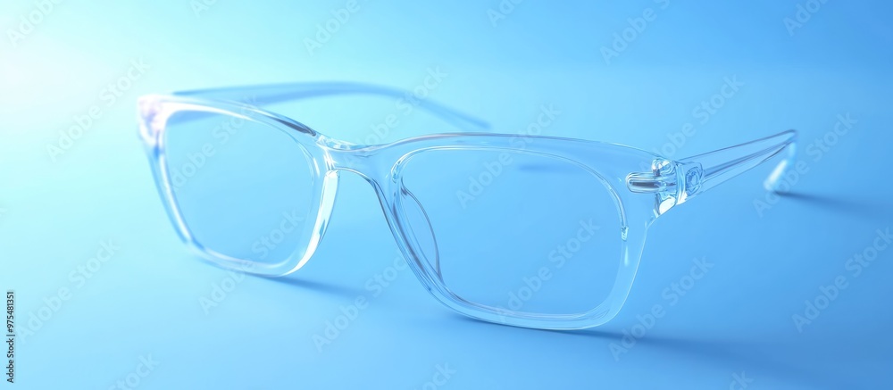 3D rendering of ophthalmologist glasses on a blue background 3D rendering of ophthalmologist glasses on a blue background