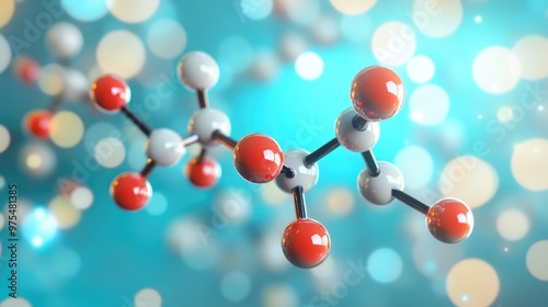 3D representation of clioquinol molecule showcasing its molecular structure with a ball and stick model and structural chemical formula photo