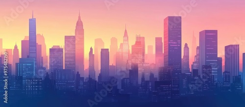 Contemporary city skyline illustration ideal for use in templates backgrounds and architectural designs