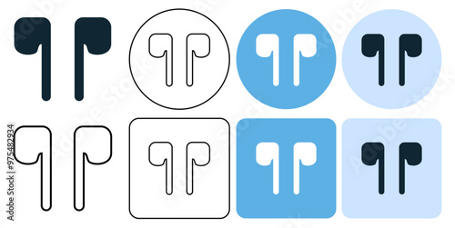 True Wireless Stereo, TWS, wireless headset or earphone,  sign icon symbol ui and ux design, glyphs and stroke line