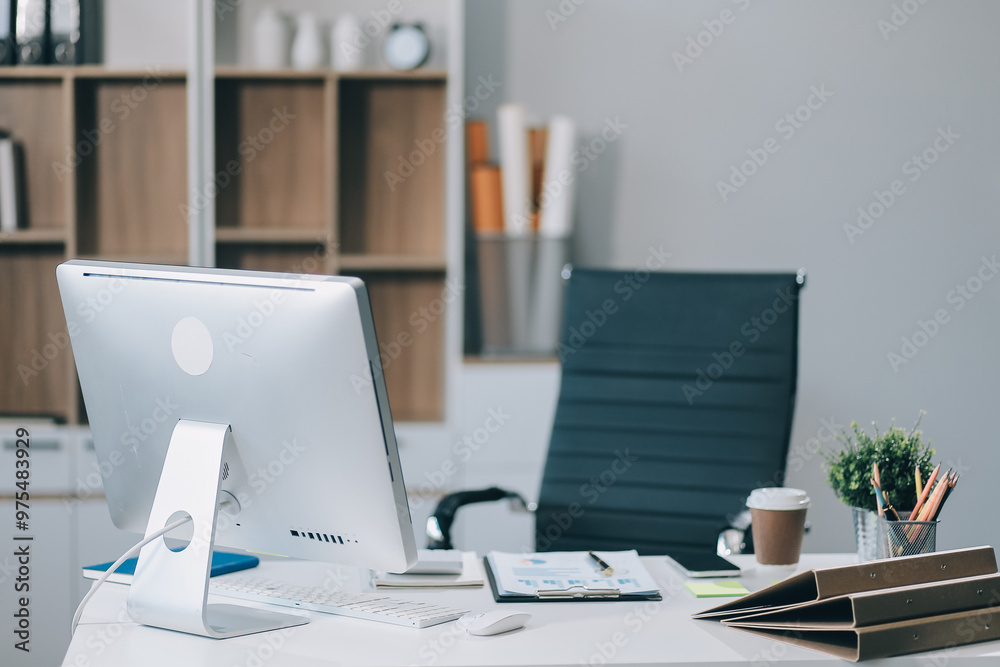 custom made wallpaper toronto digitalYoung attractive businesswoman working on her project with laptop computer in modern office room.
