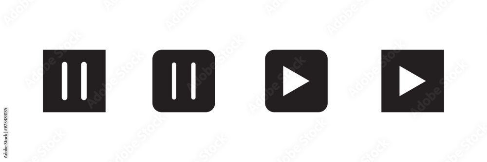 Set of pause icon symbol vector on white background Set of pause icon symbol vector on white background