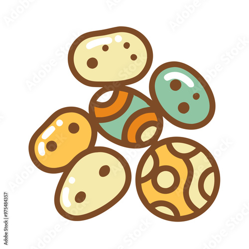 Pebble Stones Icon In Earthy Pastel Colors, Digital Detox Theme, 1970s Color Palette, Transparent Background