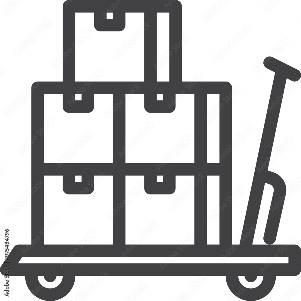 Simple vector product trolley outline icon on white background Simple vector product trolley outline icon on white background
