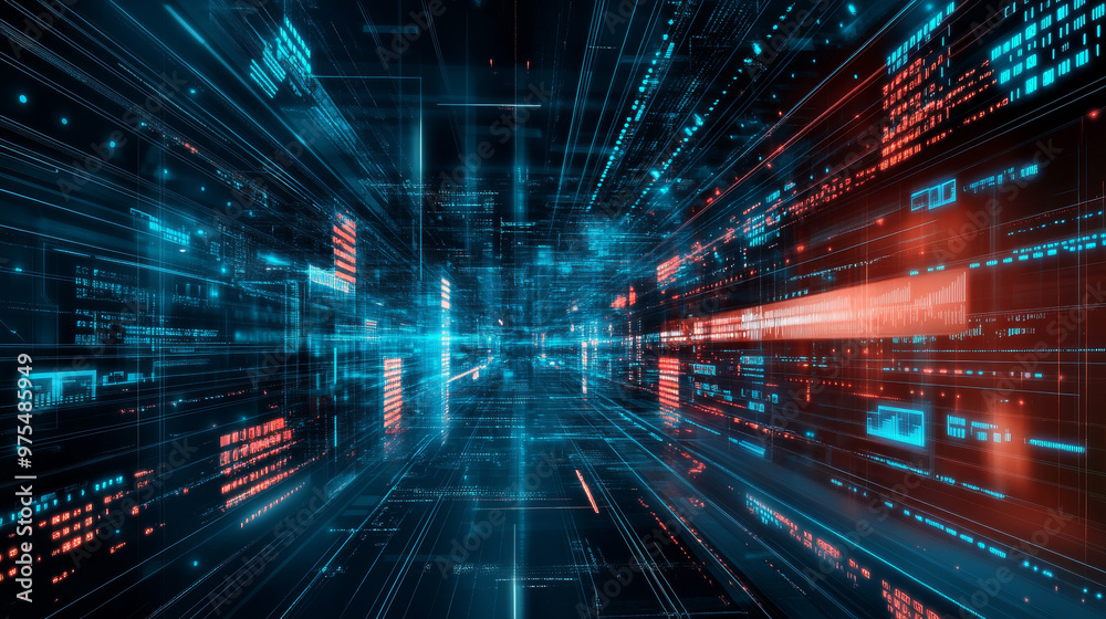 A futuristic, abstract design using technology elements for a science-based internet business. This design represents the concept of big data and is created using vector art. A futuristic, abstract design using technology elements for a science-based internet business. This design represents the concept of big data and is created using vector art.