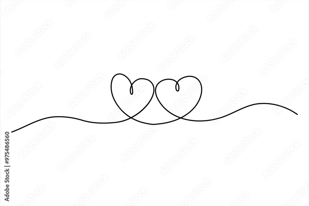 Heart continuous one line art drawing color shape Love sign outline illustration Heart continuous one line art drawing color shape Love sign outline illustration