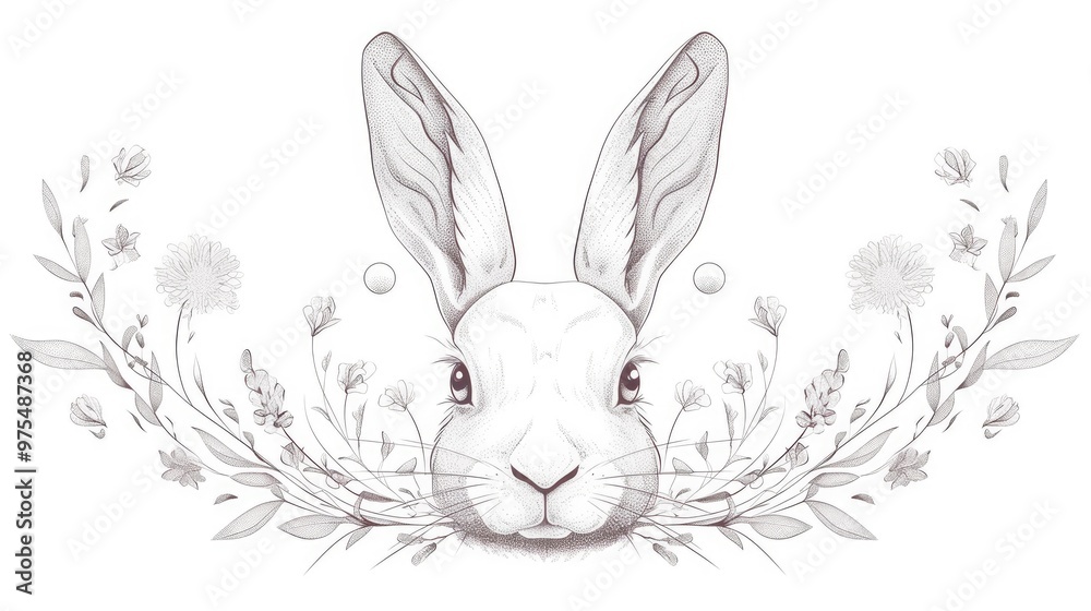 Easter Rabbit Outline Art in a Frame Sketch of an Isolated Bunny on a White Border for a Greeting Card Adorable Rabbit Design as a Holiday Talisman with Curved Borders Easter Rabbit Outline Art in a Frame Sketch of an Isolated Bunny on a White Border for a Greeting Card Adorable Rabbit Design as a Holiday Talisman with Curved Borders