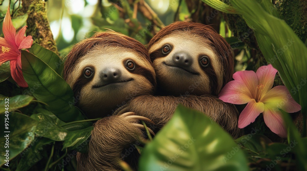 Sloths Hugging in Jungle Sloths Hugging in Jungle