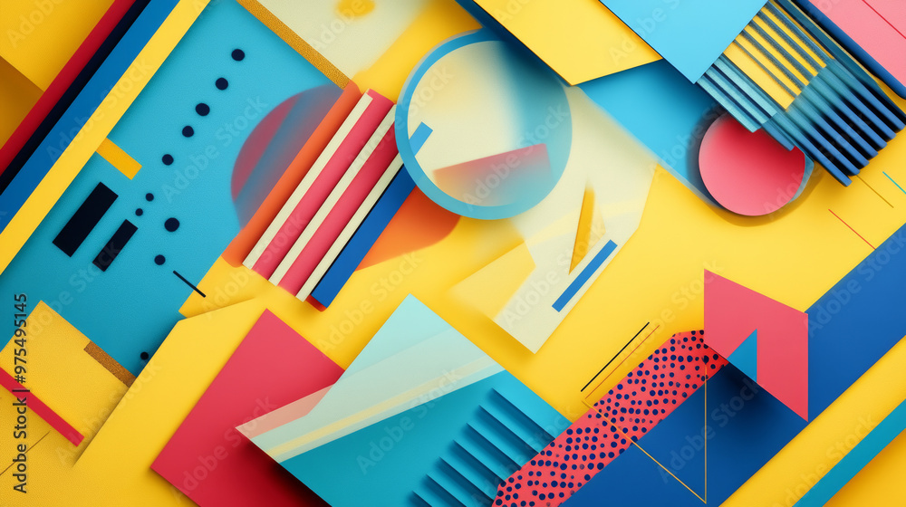 A vibrant background with geometric shapes arranged in a lively way. A vibrant background with geometric shapes arranged in a lively way.