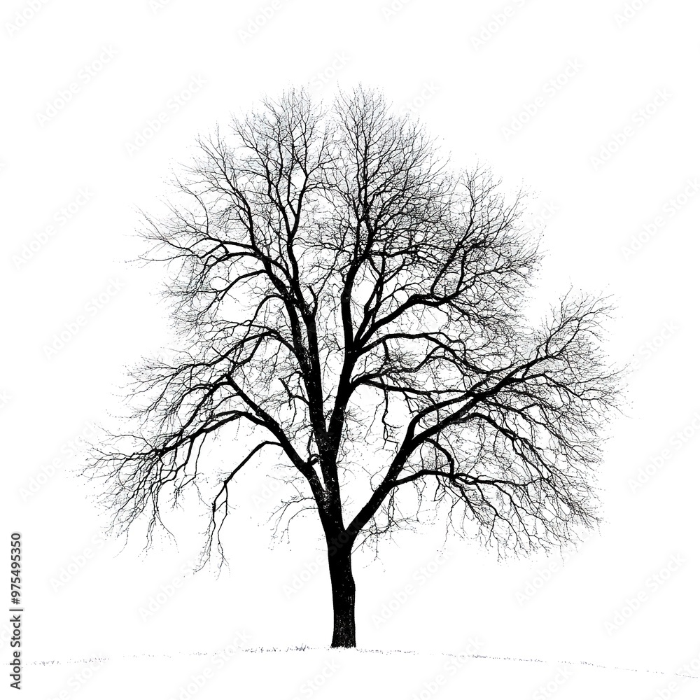 Obraz premium Winter tree silhouette on white background
