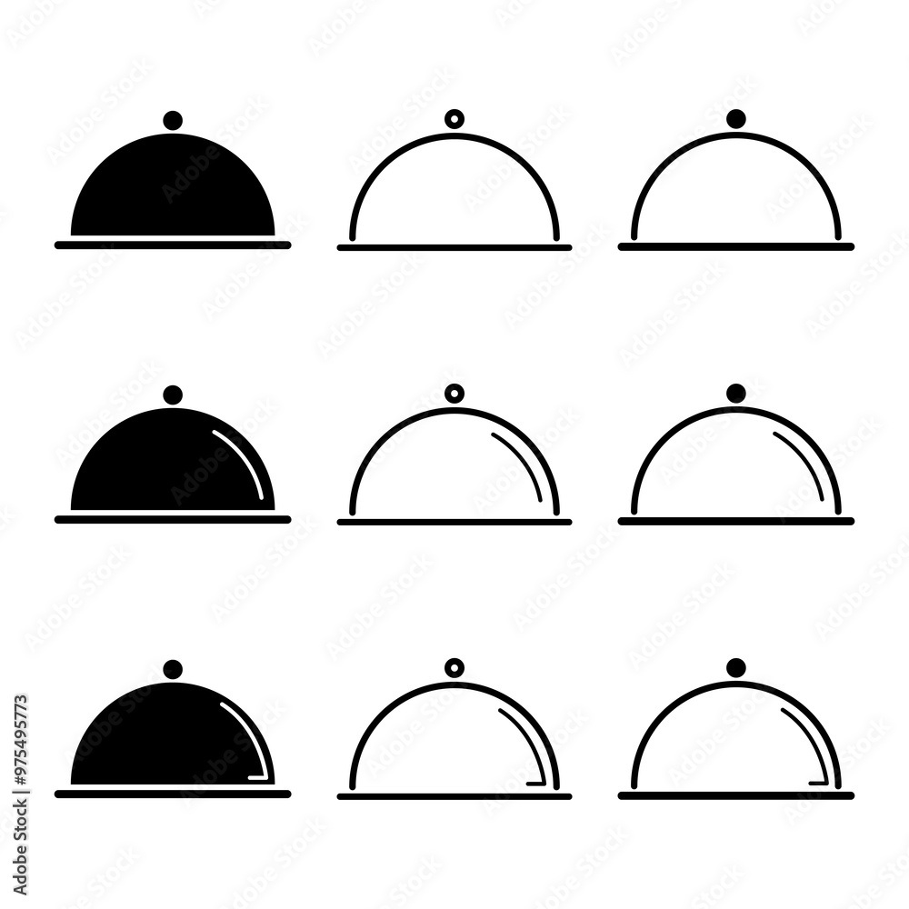Set of Waiter tray icon, dish menu restaurant web symbol, lunch design vector illustration Set of Waiter tray icon, dish menu restaurant web symbol, lunch design vector illustration