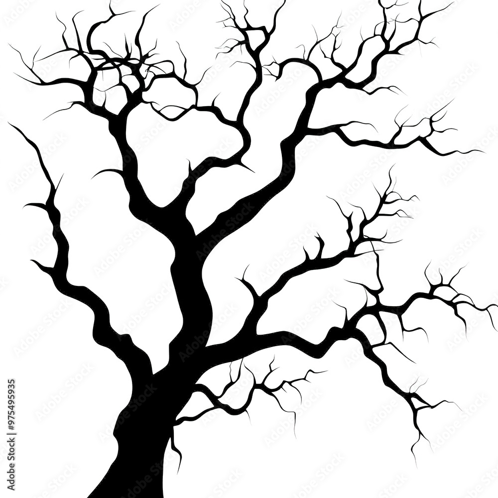 Halloween Branch tree clean simple silhouette black on white background Halloween Branch tree clean simple silhouette black on white background