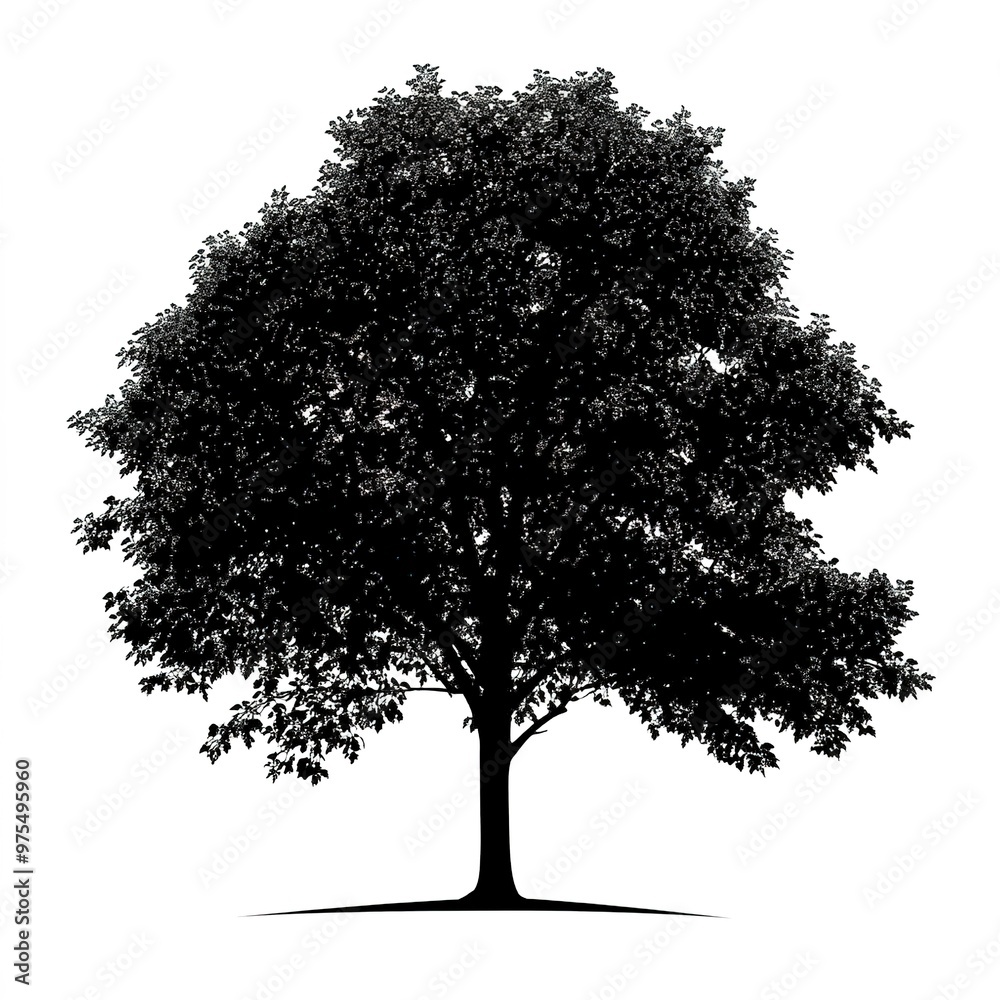Fototapeta premium field maple tree, vector black color silhouette, isolated white background
